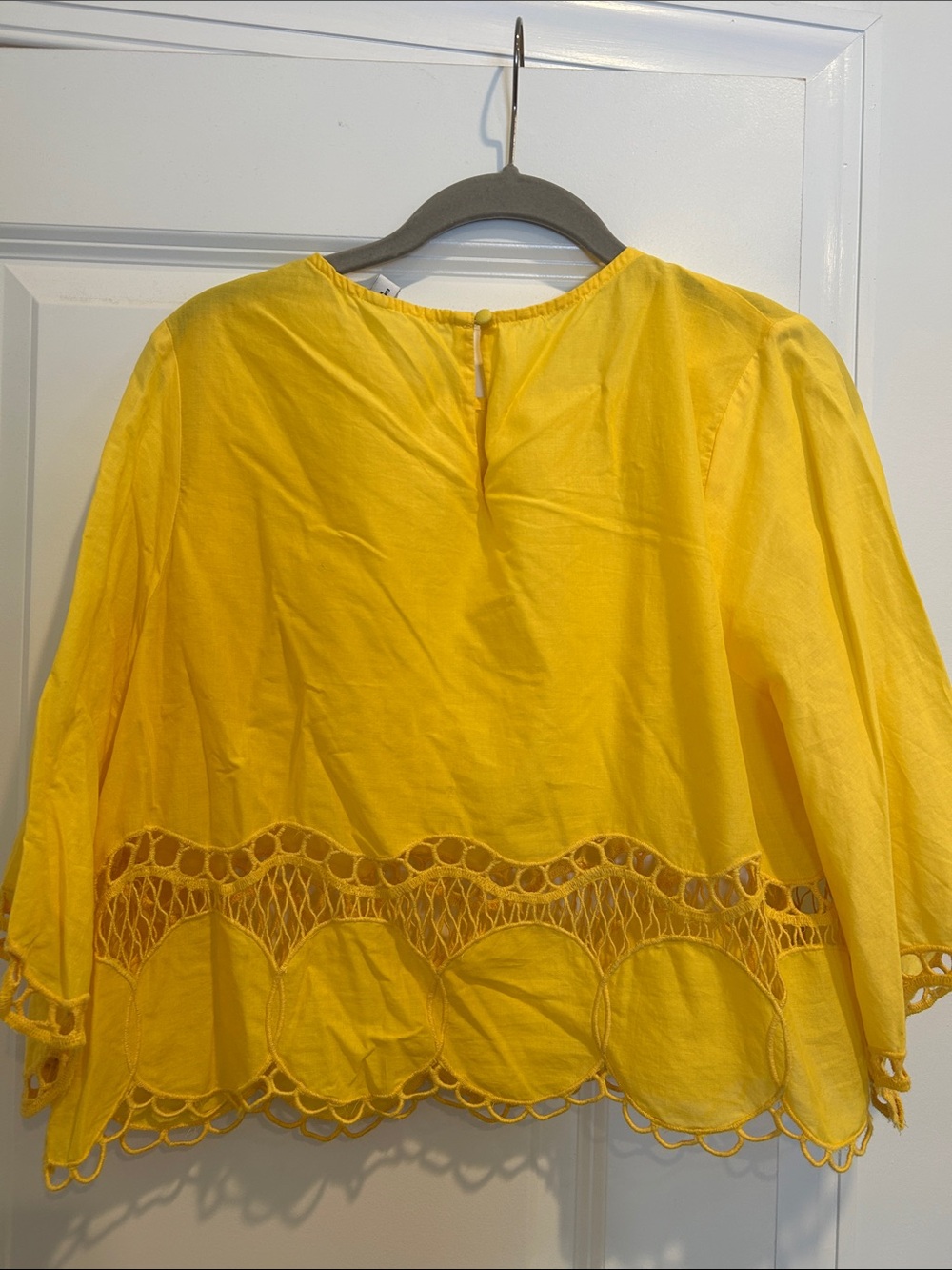 Mango Yellow Eyelet Cropped Top - Picture 3 of 3